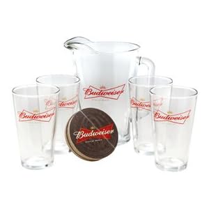 20Pc Budweiser Bar Set - Pitcher, Glasses, Coasters NEW by 