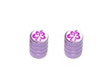 Hibiscus - Motorcycle Bike Bicycle - Tire Rim Schrader Valve Stem Caps - Purple