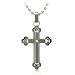 Men's Diamond, Budded Cross Necklace in Stainless Steel