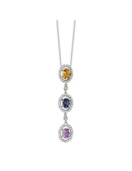 14k White Gold 0.33 Ctw Multicolor Stone Diamond Pendant