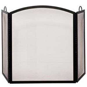 Uniflame 3 Fold Black Wrought Iron Arch Top Screen - Large 36 H x 56 W