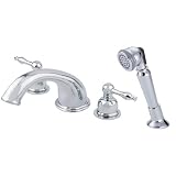 Danze D302755CPBV Sheridan Double-Handle Roman Tub Faucet with Valves and Spray, Chrome