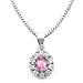 18k White Gold Pink Sapphire and Diamond Flower Pendant Necklace