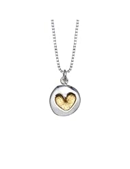 Two-Tone Sterling Silver with Yellow Gold Flashed Heart Pendant Necklace, 18"