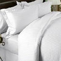 Egyptian Bedding 1500 Thread Count Egyptian Cotton 4 PIECE BED 1500TC Sheet Set, King, White Stripe 1500 TC