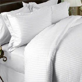 Egyptian Bedding 1000-Thread-Count Egyptian Cotton 1000TC Sheet Set, Twin, White Damask Stripe 1000 TC