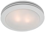 Hunter Fan Saturn 90052 Bathroom Fan, Decorative Satin White Rings with Frosted Glass