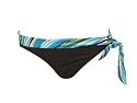 La Blanca Brown Bikini Bottom w/ Blue Wavy Striped Belt(8)
