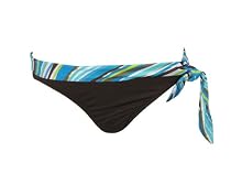 La Blanca Brown Bikini Bottom w/ Blue Wavy Striped Belt(8)