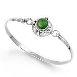 Sterling Silver Bangle Bracelet with Green Turquoise Stone