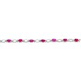 14K White Gold 7.93cttw Diamond & Ruby Bracelet 7"