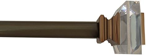 Ukeen Decorative Curtain Rod, Adjustable Curtain Rod ,Drapery Rod, Includes Beautiful Single Rod &amp;Two (2) Square Acrylic Resin Finials &amp;Adjustable Brackets, 1'' Diameter ,Comes in 3 Sizes