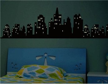 Glow-In-The-Dark City Image Design PVC Wall Decal Stickers (120 x 30 cm)