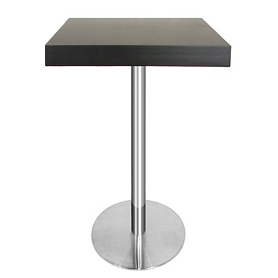 ILINEO - Table Haute Carree - Mange Debout Restaurant Bois et Acier - 60x60 cm - Chant 8 cm