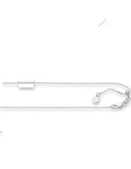 14k White Gold Adjustable Box Chain Necklace 0.70mm 16-22"