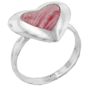 Pugster Size 9 Pink Heart Shaped Red Coral Gift Ring Sterling Silver Jewelry Fashion