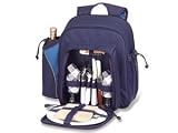 Picnic at Ascot Adventurer Two-Tone Blue Picnic Backpack For Four 17-in.