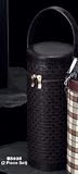 Brown Weaved Leather Wine Caddy Carrying Case with Bar Tool