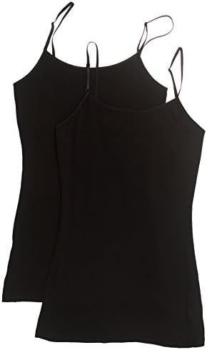 2 Pack Zenana Women's Basic Cami Tank Tops Large Black, Black