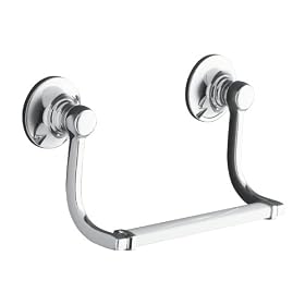 KOHLER K-11416-P-CP Bancroft Hand Towel Holder in Polished Chrome with White Bar, Polished Chrome