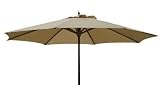 10ft lighted wooden market umbrella in Natural