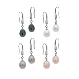 Sterling Silver 8-9mm Genuine Freshwater Cultured White, Pink , Grey, Peacock Stud Earring Set
