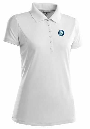 Seattle Mariners Womens Pique Xtra Lite Polo Shirt (White) - Large