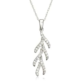 14k Choice of White or Yellow Gold Diamond Branch Pendant (1/6 cttw, G-H Color, I1 Clarity)