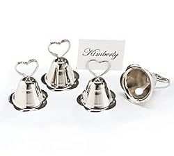 Set Of 16 Silver Bell Wedding Place Card Holders Great Wedding Favor/Keepsake And Kissing Bell