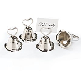 Set Of 16 Silver Bell Wedding Place Card Holders Great Wedding Favor/Keepsake And Kissing Bell