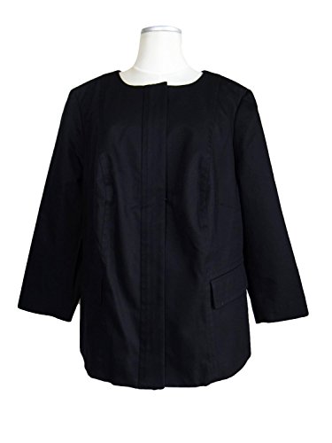 タルボット ノーカラー コットン 黒 ストレッチ 長袖 七分丈 ジャケット XLサイズ1点物