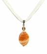 Necklace - N53 - Genuine Semi Precious Gemstone on Five-Strand Organza and Cotton Cord + 2" Extension Chain - Oval Shape ~ Red Stripe Agate