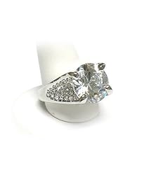 Cubic Zirconia Silver LARGE Stone Ring Party Costume Jewelry