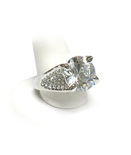 Cubic Zirconia Silver LARGE Stone Ring Jewelry , size7