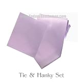 New Mens Solid Lilac Lavender Tie Necktie Hanky Set