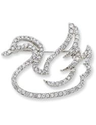 Sterling Silver CZ Swan Slide & Pin