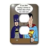  : Rich Diesslins Funny General Cartoons - Super Hero Parody with Batman and Superman at the bar - Light Switch Covers - 2 plug outlet cover
