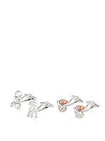 SILVIO SILVANI Dos Pares Gemelos Fantasía De Canasta De Baloncesto Con Pelota Y Piezas De Ajedrez Plateado