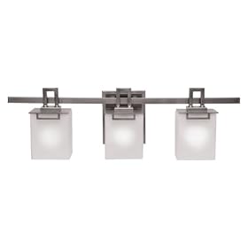 Aspen - 3 Light Bathroom Vanity Mission Lighting Fixture - Polished Nickel - Square Opal... by Artcraft