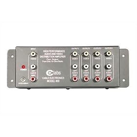 Cables To Go 41066 4-Output RCA Audio Video Distribution Amplifier (Black) by 