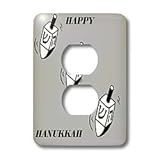 IMAGE OF Florene Jewish Theme - Dreidels On Silver - Light Switch Covers - 2 plug outlet cover