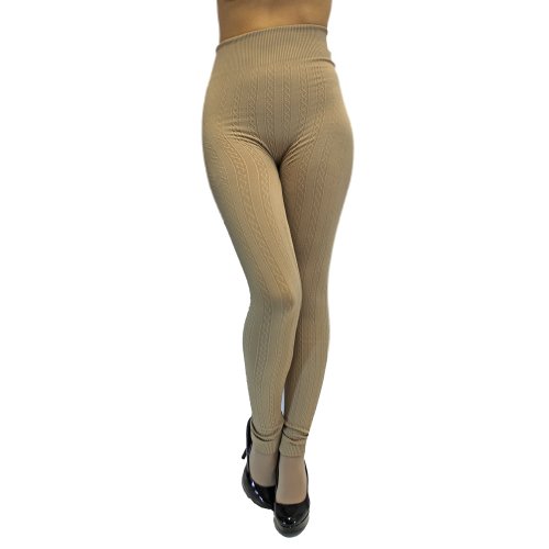 Luxury Divas Fleece Lined Heavy Cable Knit Footless Tights