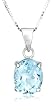 Sterling Silver  Blue Topaz Pendant, 18"