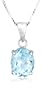 Sterling Silver Blue Topaz Pendant, 18"