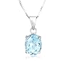 Sterling Silver  Blue Topaz Pendant, 18"