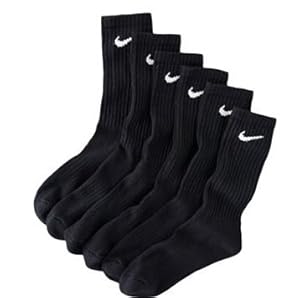Nike Men's Performance Moisture-Wicking Crew Socks - 6 Pair (Black, Shoe size: 8-12)