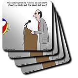 Rich Diesslins Funny General - Editorial Cartoons - Sound System Delays and Church Beach Ball - Coasters