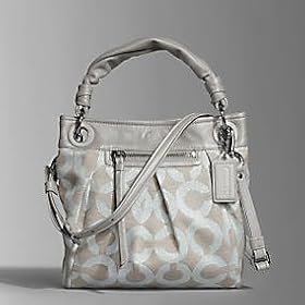 AUTHENTIC COACH PARKER OP ART CONVERTIBLE HIPPIE BAG (Silver/Silver)