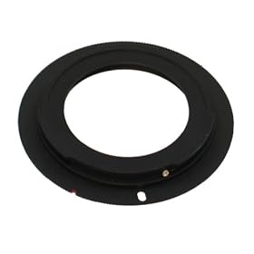 M42 Lens to Canon EOS Body Adapter with Aperture Stop Down Rim, Black