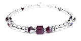 Garnet Sterling Silver Swarovski Crystal Beaded Bracelets